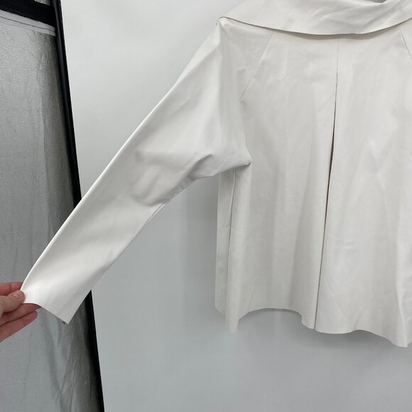 Planet Jacket Womens One Size Shirt Tail Chalk White Single Button Vegan Leather - Picture 13 of 16